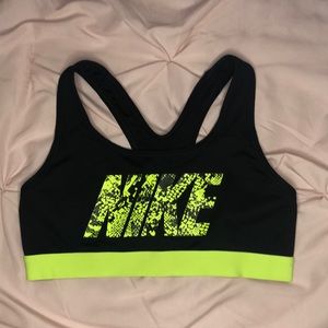 Black and Neon Logo Nike Sports Bra